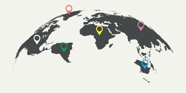 Vector world map with pointers 
