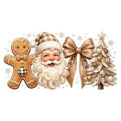 Obraz premium Preppy Coquette Santa Claus Png