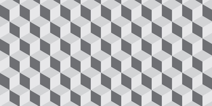 Gray repeat cube background with abstract geometric seamless textured pattern tile 3D Illustration