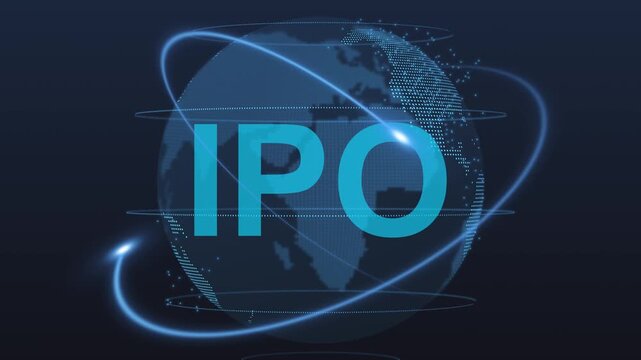 Global world market initial public offering IPO with global stock market listing, equity investment analysis and corporate financial growth concept