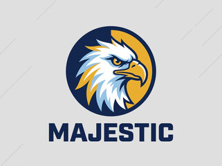 Obraz premium Bald Eagle Head Mascot Logo with Majestic Text
