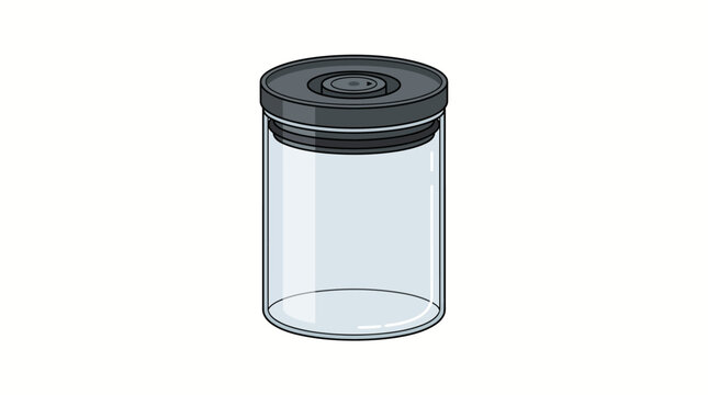 Vacuum storage jar minimalist design glass container with airtight lid vector illustration isolated on white background