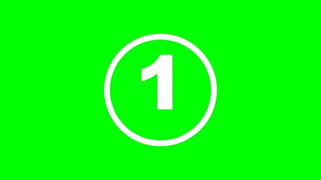 White Number Three Countdown Animation with Circular Loading Progress Bar Isolated on Green Screen Chroma Key