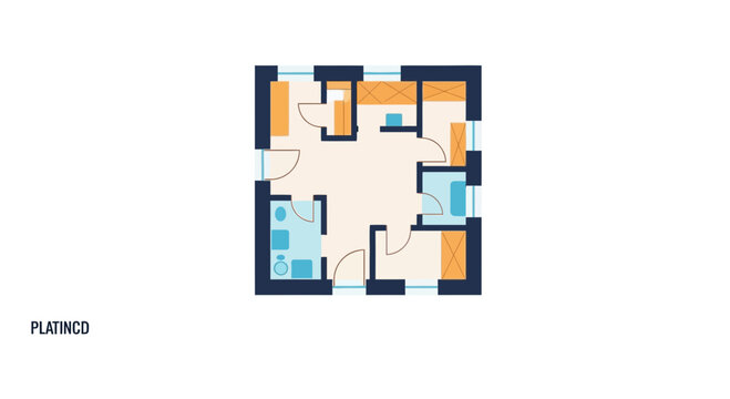 Residential apartment floor plan with multiple rooms