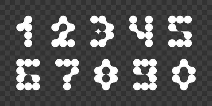 Futuristic metaball connected dot number set isolated on transparent background