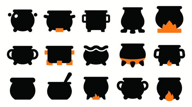 black silhouettes of pots
