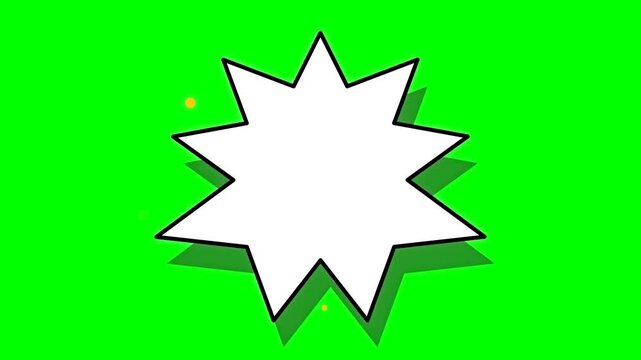White Comic Book Explosion Style Star Speech Bubble with Drop Shadow on Green Screen Background, Blank Pop Art Illustration for Design
