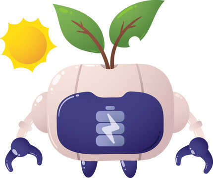 Robot with leaves sprouts from its back