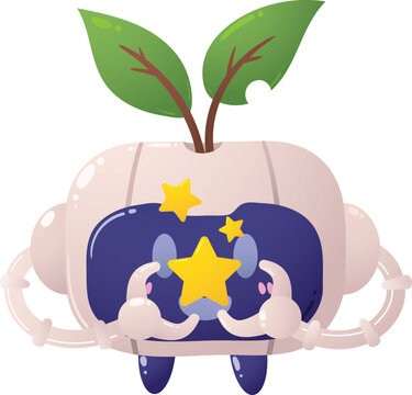 Cute plant sprouts from a soft, rounded fruit