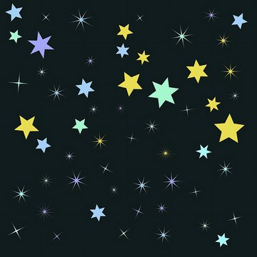 Colorful Stars Scattered Across Transparent Night Sky Background Design
