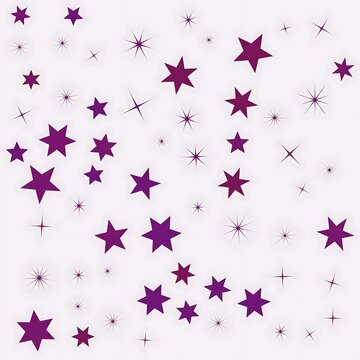 Purple stars scattered on transparent background minimalist design pattern