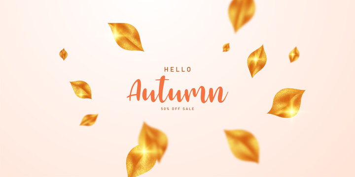 Falling leaves, leaves flying from trees, beautiful vector illustration.