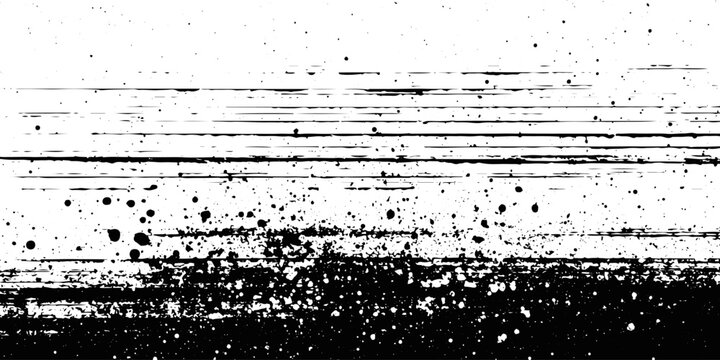 Abstract Grunge Glitch Lines, Distressed Digital Interference Texture, Black Scan Line Overlay, Retro VHS Noise Effect, Vector Background.