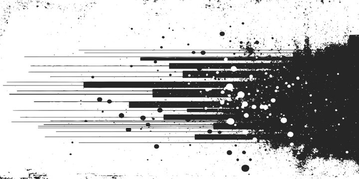Abstract Grunge Glitch Lines, Distressed Digital Interference Texture, Black Scan Line Overlay, Retro VHS Noise Effect, Vector Background.