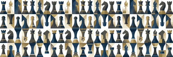 Geometric Chess Pieces Pattern - Strategy Game Abstract Design © Tikus