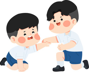 Fototapeta premium Kind Boy Helping Another Boy Up