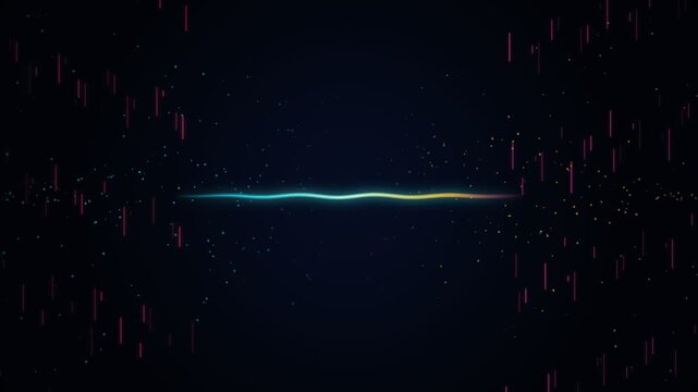Abstract Glowing Digital Sound Wave and Data Particles Background