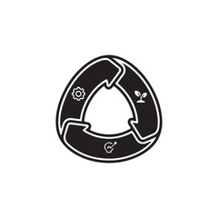 Fototapeta premium Three step cycle arrows diagram icon on white background.