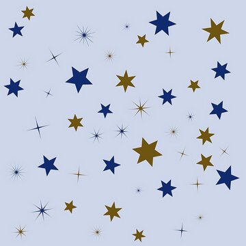 Colorful geometric stars and sparkles on transparent background design pattern
