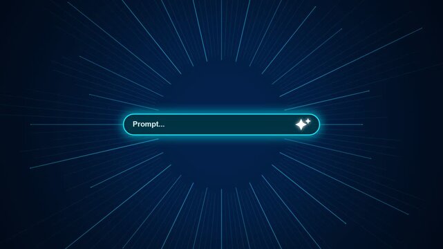 AI Generative Prompt Input Search Bar Concept on Dark Tech Background