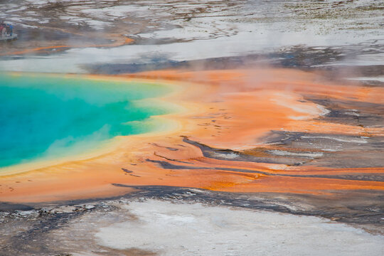 abstract backgrond with detail of grand prismatic spring in yellowstone