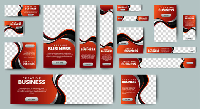 Business Banner Set for web display ads template. vector