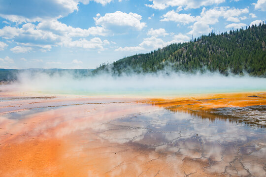 colorful geothermal hot spring landscape in Yellowstone