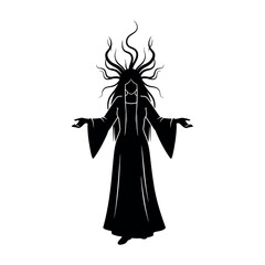 Fototapeta premium Silhouette of a mystical dark wizard.