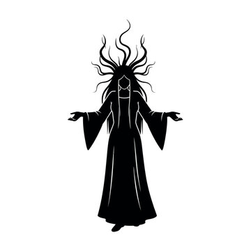 Silhouette of a mystical dark wizard.