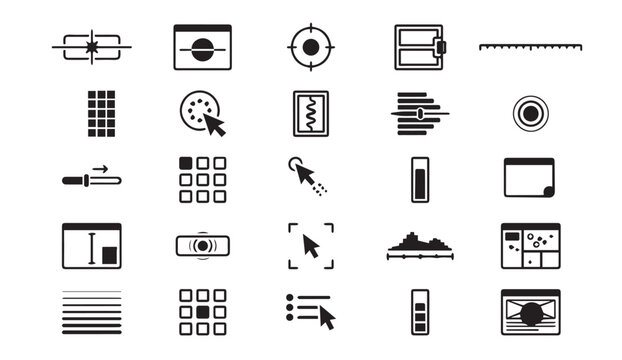 Set of black user interface design icons for website and software development