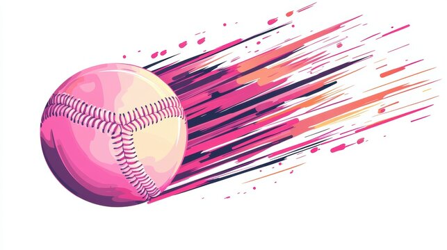 Pink Baseball on white background,Baseball player hitting ball with bat,home run,baseball or t shirt, posters and banner,sport day, ball Icon Concept,Vector Template.