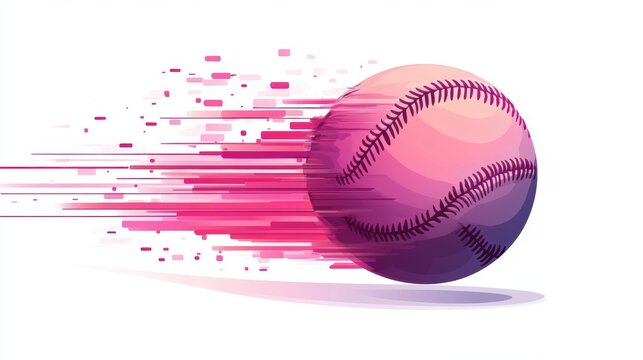 Pink Baseball on white background,Baseball player hitting ball with bat,home run,baseball or t shirt, posters and banner,sport day, ball Icon Concept,Vector Template.