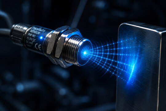 Proximity Sensor Detecting Object with Futuristic Laser Effect