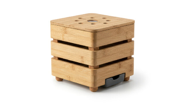 Modern wooden compost bin for kitchen waste.