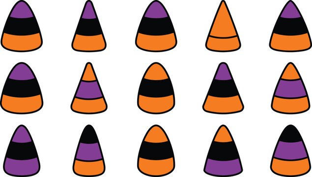 Colorful candy corn pieces pattern for halloween celebration background