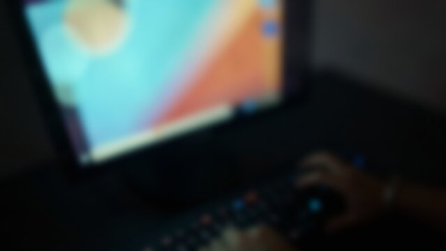 Futuristic AI workstation with glowing monitor for tech website header