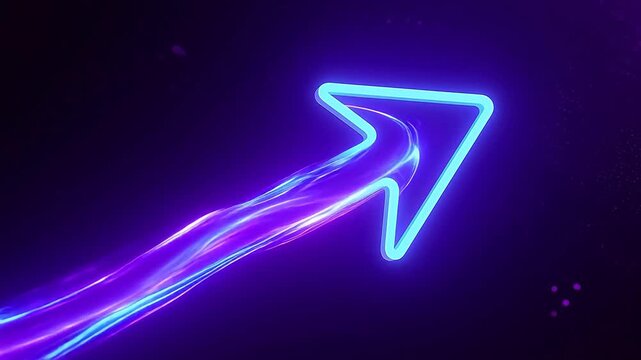 Neon arrow in futuristic dark space