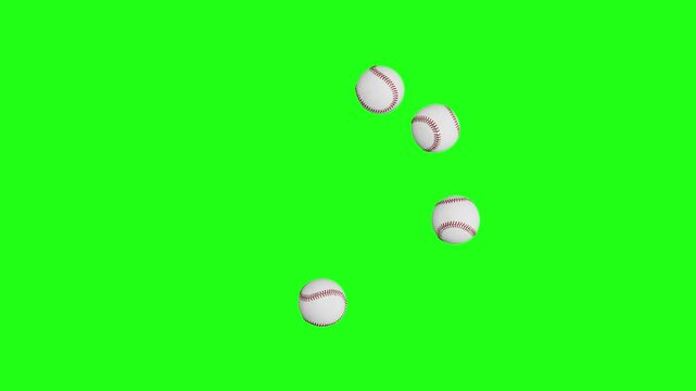 Baseball Balls Forming a Circular Loading Spinner, Seamless Loop 3D Render Animation on Green Screen