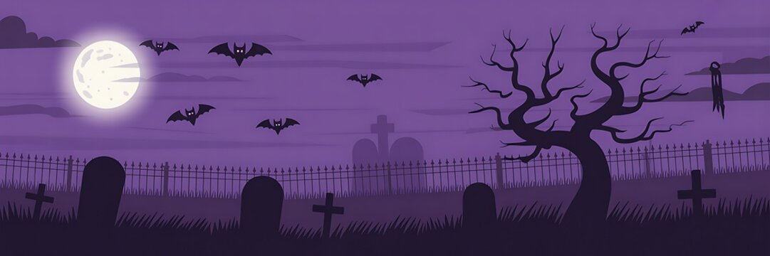 Spooky pixel art graveyard scene with a full moon and flying bats at night