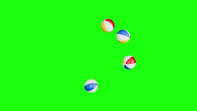 Beach Balls Forming a Circular Loading Spinner, Seamless Loop 3D Render Animation on Green Screen