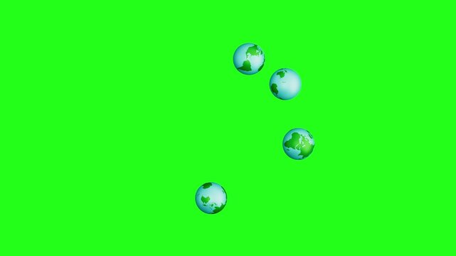 Earth Planets Forming a Circular Loading Spinner, Seamless Loop 3D Render Animation on Green Screen