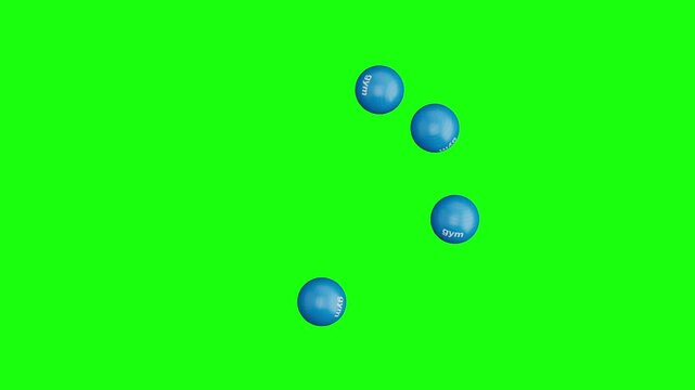 Fitness Balls Forming a Circular Loading Spinner, Seamless Loop 3D Render Animation on Green Screen
