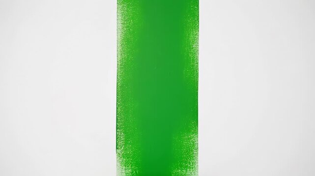 Green paint roller creating vertical strokes on white wall in highresolution sequence