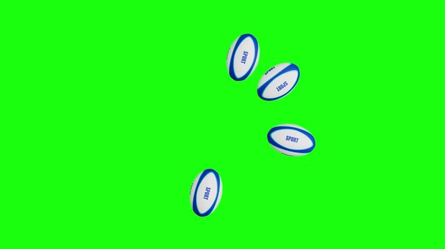 Generic Rugby Balls Forming a Circular Loading Spinner, Seamless Loop 3D Render Animation on Green Screen