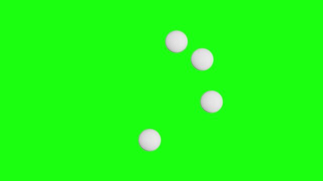 Golf Balls Forming a Circular Loading Spinner, Seamless Loop 3D Render Animation on Green Screen