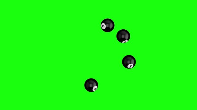 Pool 8 Balls Forming a Circular Loading Spinner, Seamless Loop 3D Render Animation on Green Screen
