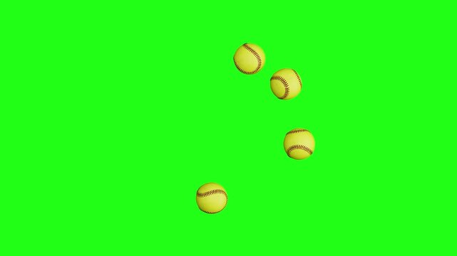 Softball Balls Forming a Circular Loading Spinner, Seamless Loop 3D Render Animation on Green Screen