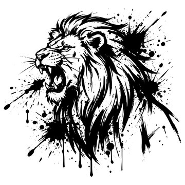 tiger, animal, tattoo, head, wild, lion, cat, vector, mammal, illustration, tribal, nature, fur, logo, wildlife, face, sketch, feline, black, big, design, zoo, wolf, art, predator