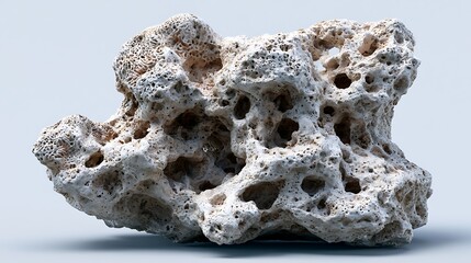 Obraz premium Natural porous volcanic pumice stone isolated on light background.