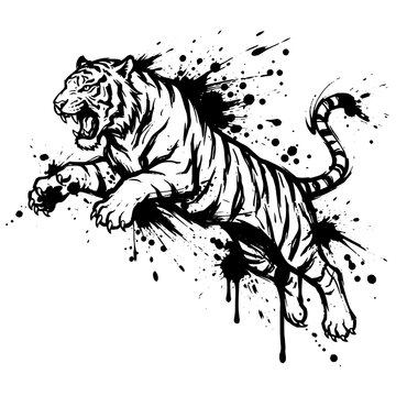 tiger, animal, vector, head, lion, wild, tattoo, cat, illustration, tribal, logo, black, wildlife, feline, mammal, design, nature, face, power, silhouette, symbol, wildcat, drawing, big, eyes